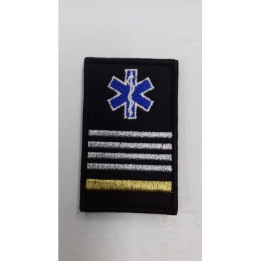  024 divisa bordada de velcro - oficial de bombeiro superior  [com estrela da vida]